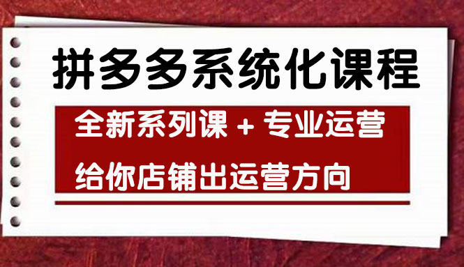 【4442】车神陪跑，拼多多系统化课程，全新系列课+专业运营给你店铺出运营方向