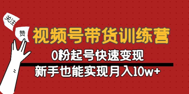 【4605】视频号带货训练营：0粉起号快速变现，新手也能实现月入10w+