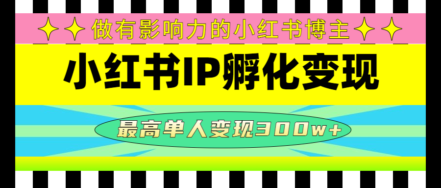 【4751】某收费培训-小红书IP孵化变现：做有影响力的小红书博主，最高单人变现300w+