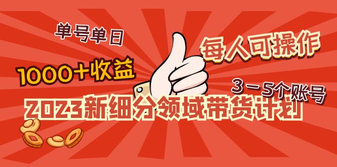 【4940】2023新细分领域带货计划：单号单日1000+收益不难，每人可操作3-5个账号