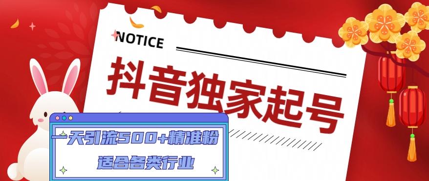 【5006】抖音独家起号，一天引流500+精准粉，适合各类行业（9节视频课）