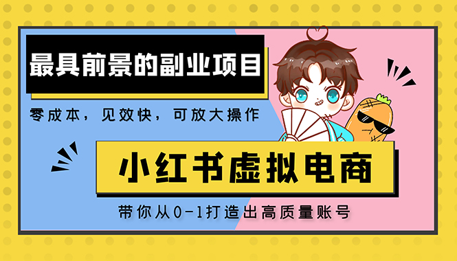 【5241】小红书蓝海大市场虚拟电商项目，手把手带你打造出日赚2000+高质量红薯账号