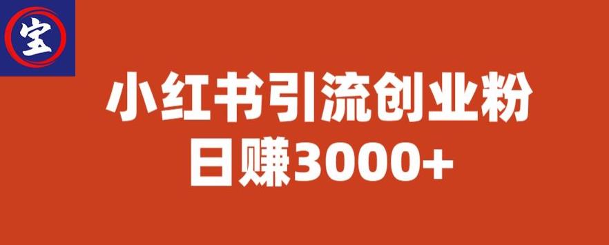 【6576】宝哥小红书引流创业粉，日赚3000+【揭秘】