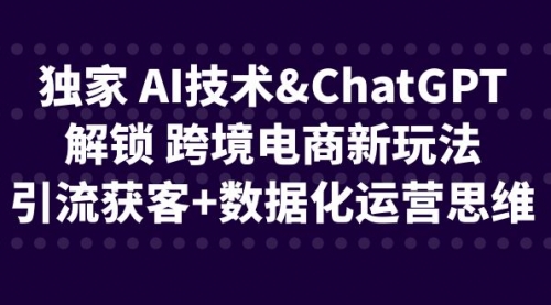 【6680】独家 AI技术&ChatGPT解锁 跨境电商新玩法，引流获客+数据化运营思维