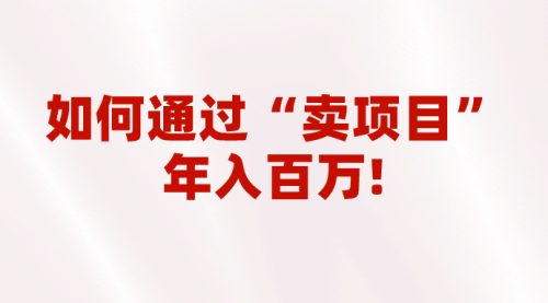 【6901】2023年最火项目：通过“卖项目”年入百万！普通人逆袭翻身的唯一出路