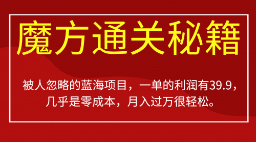 【7026】被人忽略的蓝海项目，魔方通关秘籍一单利润有39.9