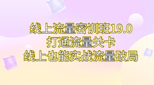 【7031】线上流量密训班19.0，打通流量关卡，线上也能实战流量破局