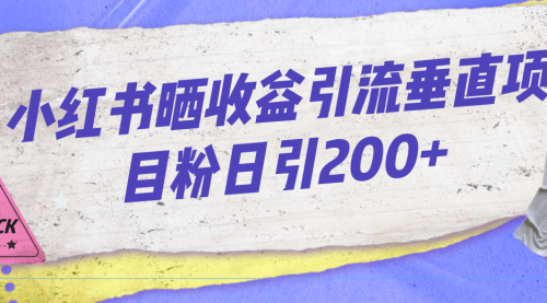 【7094】小红书晒收益图引流垂直项目粉日引200+