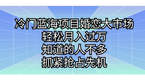 【7146】冷门蓝海项目婚恋大市场，轻松月入过万