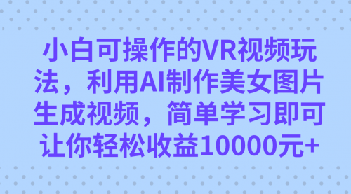 【7569】小白可操作的VR视频玩法，利用AI制作美女图片生成视频，你轻松收益10000+