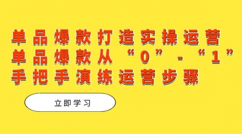 【7611】单品爆款打造实操运营，单品爆款从“0”-“1”手把手演练运营步骤