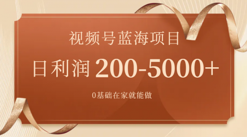 【7898】视频号蓝海项目，0基础在家也能做，日入200-5000+【附266G资料】