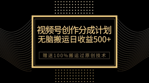 【7902】最新视频号创作分成计划，无脑搬运一天收益500+，100%搬运过原创技巧