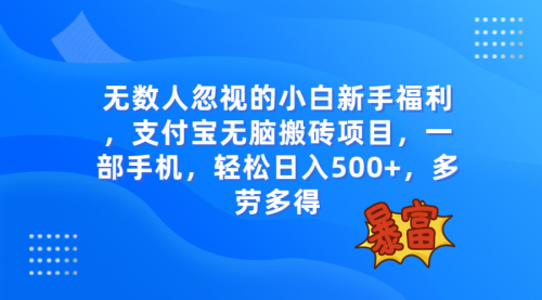 【8111】无数人忽视的项目，支付宝无脑搬砖项目，一部手机即可操作，轻松日入500+