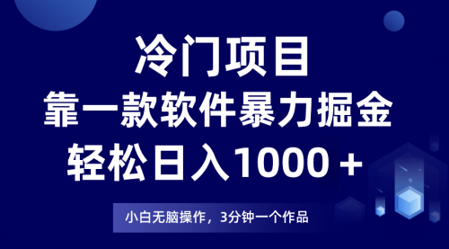 【8219】冷门项目靠一款软件，暴力掘金日入1000＋，小白轻松上手