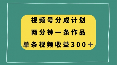 【8229】视频号分成计划，两分钟一条作品，单视频收益300+