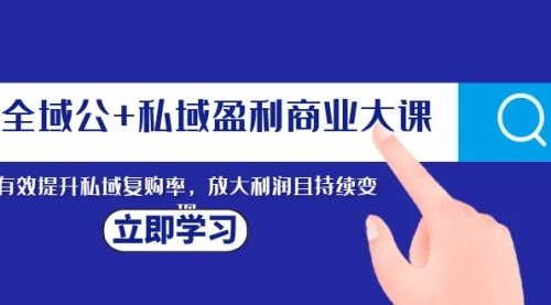 【8291】全域公+私域盈利商业大课，有效提升私域复购率，放大利润且持续变现