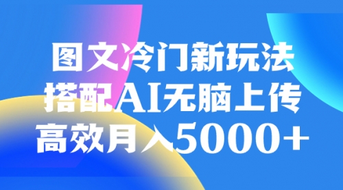 【8324】图文冷门新玩法，搭配AI无脑上传，高效月入5000+