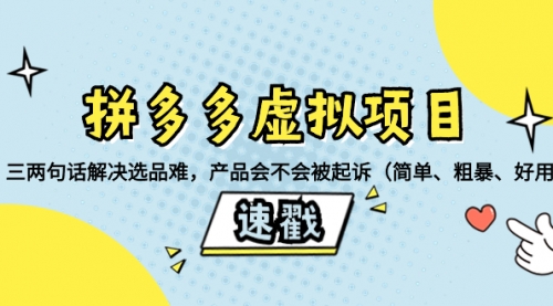 【8438】拼多多虚拟项目：三两句话解决选品难，产品会不会被起诉