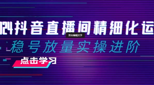 【8447】2024抖音直播间精细化运营：稳号放量实操进阶