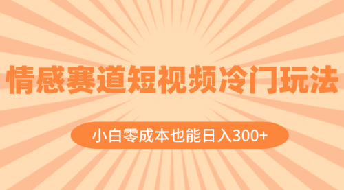 【8513】情感赛道短视频冷门玩法，小白零成本也能日入300+