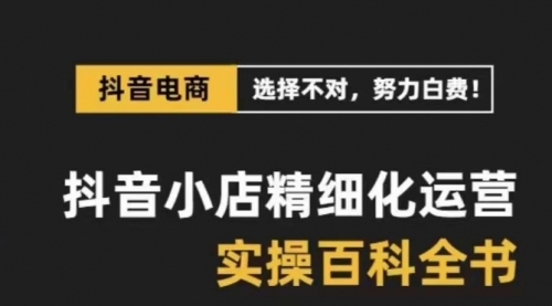 【8545】抖音小店 精细化运营-百科全书，保姆级运营实战讲解