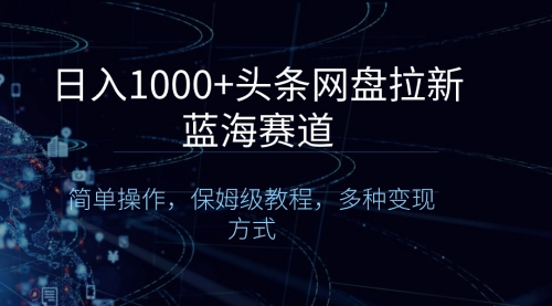 【8679】日入1000+头条网盘拉新蓝海赛道，简单操作，保姆级教程，多种变现方式