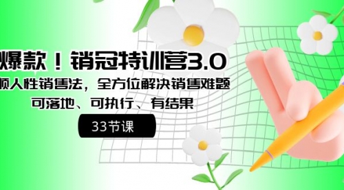 【8705】销冠特训营3.0之顺人性销售法，全方位解决销售难题、可落地