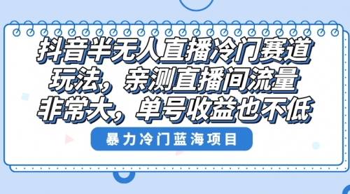 【8732】抖音半无人直播冷门赛道玩法，直播间流量非常大，单号收益也不低！