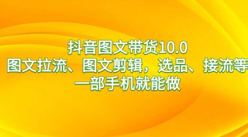 【8744】抖音图文带货10.0，图文拉流、图文剪辑，选品、接流等，一部手机就能做