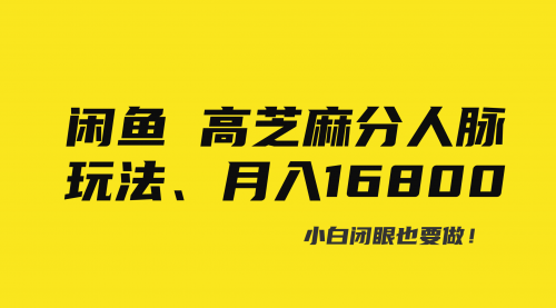 【8850】闲鱼高芝麻分人脉玩法、0投入、0门槛,每一小时,月入过万！