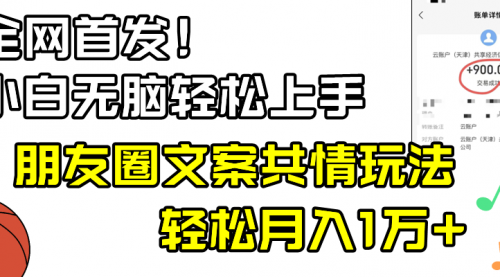 【8908】小白轻松无脑上手，朋友圈共情文案玩法，月入1W+