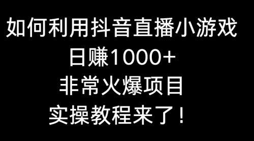 【8921】如何利用抖音直播小游戏日赚1000+，非常火爆项目，实操教程来了！