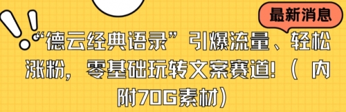 【8957】“德云经典语录”引爆流量、轻松涨粉，零基础玩转文案赛道（内附70G素材）