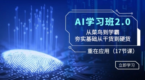 【8994】AI学习班2.0：从菜鸟到学霸，夯实基础从干货到硬货，重在应用（17节课）