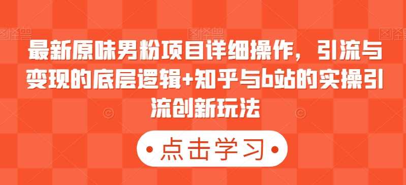 【9153】最新原味男粉项目详细操作 引流与变现底层逻辑+知乎与b站实操引流创新玩法