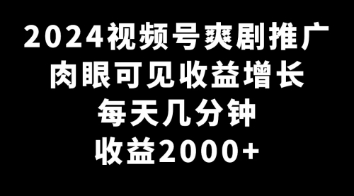 【9031】2024视频号爽剧推广，肉眼可见的收益增长，每天几分钟收益2000+