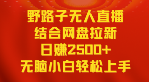 【9033】无人直播野路子结合网盘拉新，日赚2500+多平台变现，小白无脑轻松上手操作