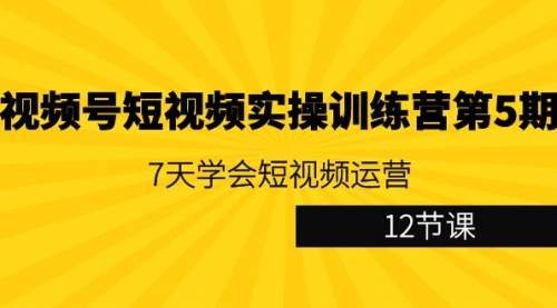 【9059】视频号短视频实操训练营5：7天学会短视频运营（12节课）