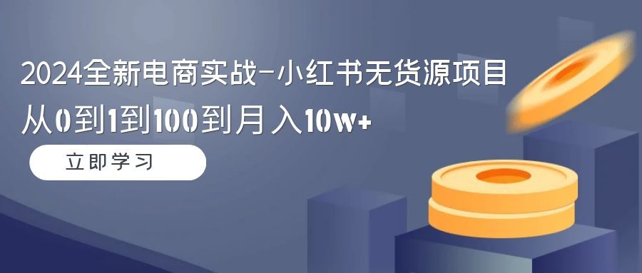 【9162】2024全新电商实战-小红书无货源项目：从0到1到100到月入10w+