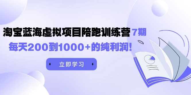 【9457】黄岛主《淘宝蓝海虚拟项目陪跑训练营7》每天200到1000+的纯利润