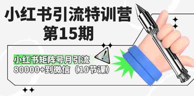 【10262】小红书引流特训营-15，小红书矩阵号月引流80000+到微信（10节课）