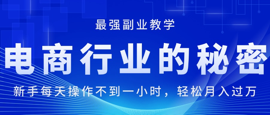 【10877】电商行业的秘密，新手每天操作不到一小时，月入过万