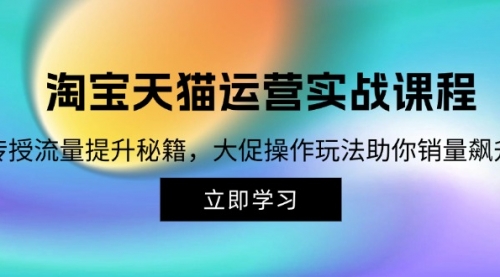 【第11736期】淘宝&天猫运营实战课程，传授流量提升秘籍，大促操作玩法助你销量飙升