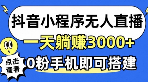 【第11750期】抖音小程序无人直播，一天躺赚3000+，0粉手机可搭建