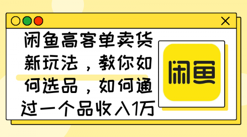 【第11446期】闲鱼高客单卖货新玩法，教你如何选品，如何通过一个品收入1万+