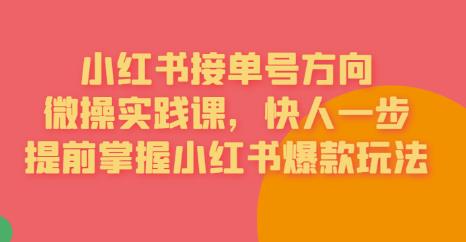 【6720】接单号方向·小红书微操实践课，快人一步，提前掌握小红书爆款玩法