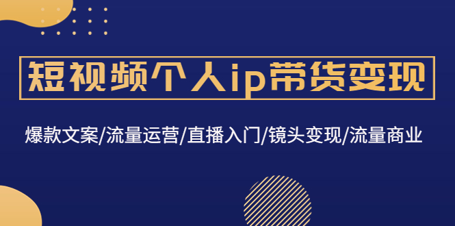 【4735】短视频个人ip带货变现：爆款文案/流量运营/直播入门/镜头变现/流量商业