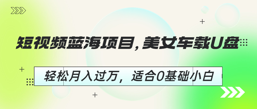 【6760】短视频蓝海项目，美女车载U盘，轻松月入过万，适合0基础小白