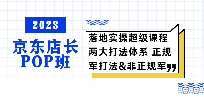 【5661】2023京东店长·POP班 落地实操超级课程 两大打法体系 正规军&非正规军